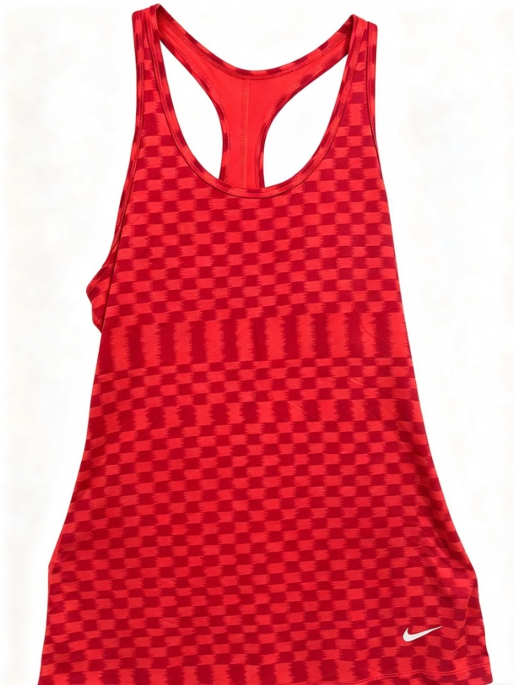 Nike Dri-FIT Slim Fit Red Checkered Chevron Racerback Running Tank Top Small S